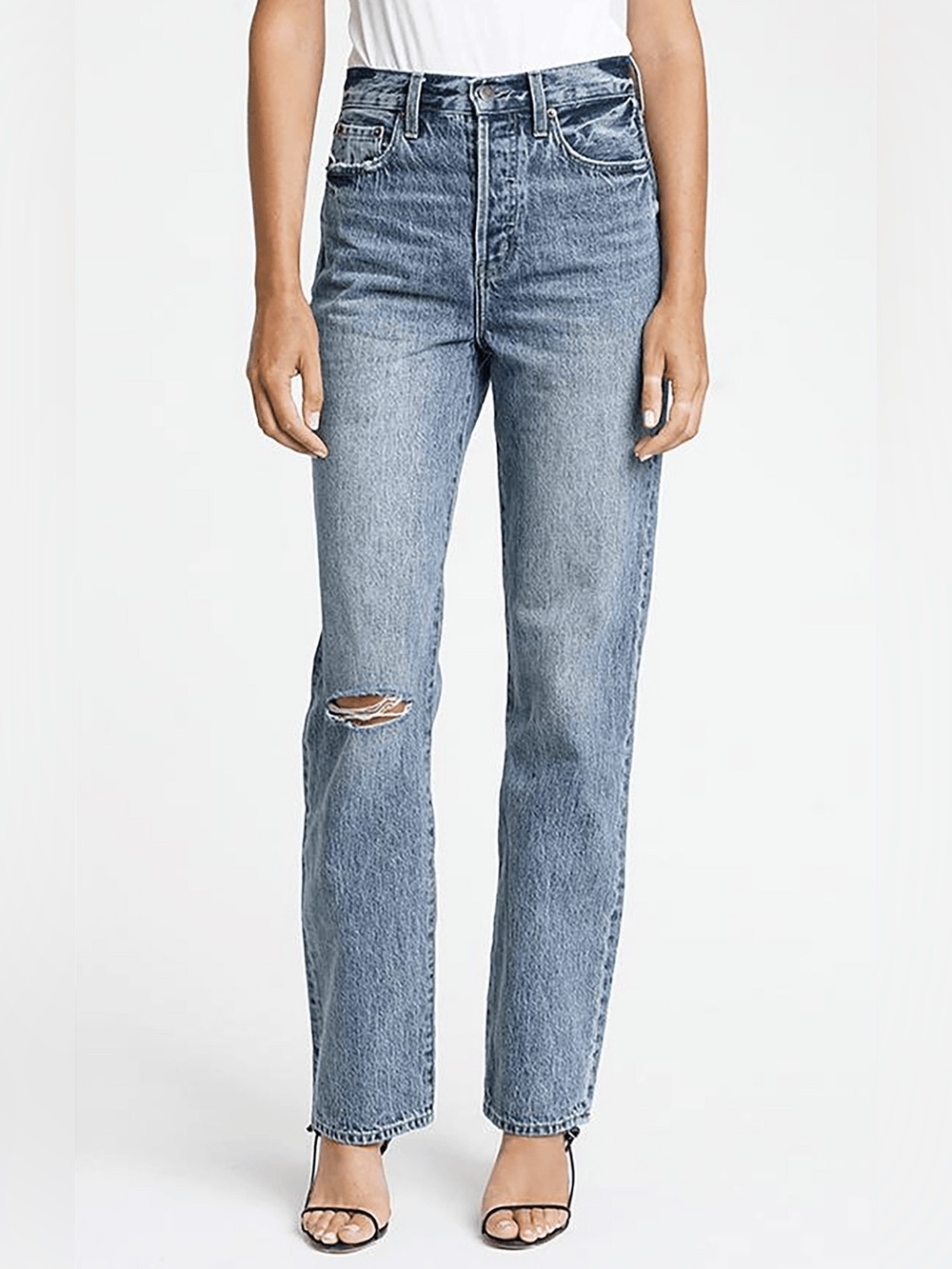 PISTOLA Cassie Super High Rise Jeans Distressed Denim Straight Leg Size 25